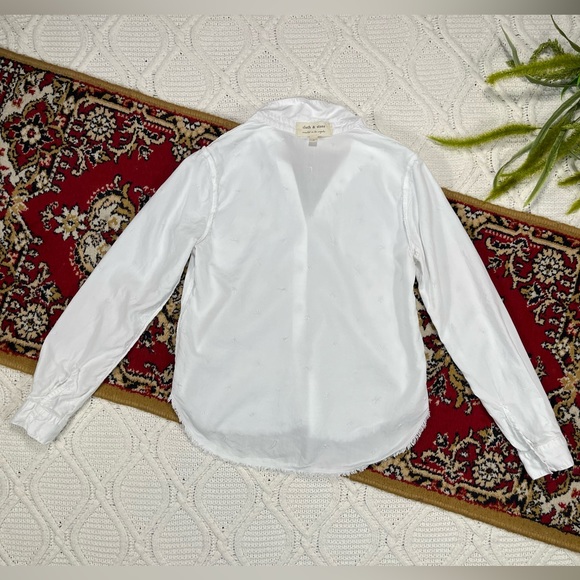 cloth & stone Long Sleeve Button Front Collared Shirt with Silver Beads White S - Picture 4 of 7